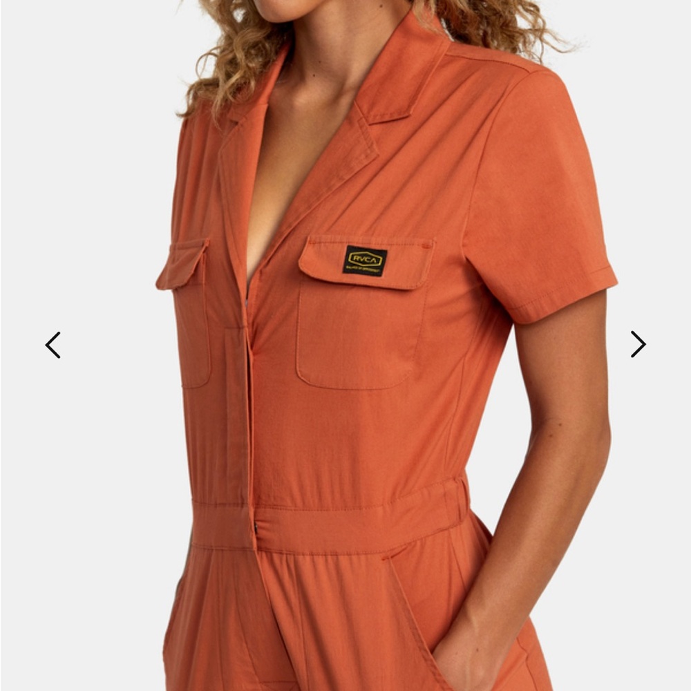 RVCA Recession Women's Orange Jumpsuit - Picture 3 of 9
